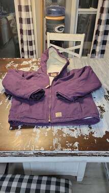 Berne Youth Large Purple Sherpa Lined Canvas Hooded Work Jacket BHJ41PRP